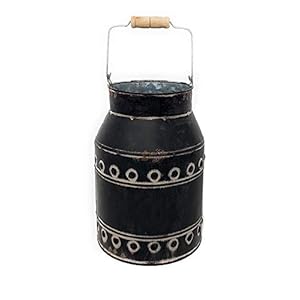 Decorative Milk Watering Can Jug Metal Galvanized Decor Country Vase Succulent Flowers Rustic Black 9 x 6