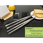 JETKONG 2 Pcs 14-Inch Food Tweezers Stainless Steel Tweezer Tongs Extra-Long Cooking Tweezers (Silver) - Image 4