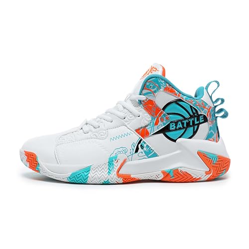 Men's Lace Up Basketball Shoes With Rubber Soles High Elasticity Running Shoes Casual And Fashionable Sneakers Non Slip And Wear-Resistant Outdoor Hiking Shoes Comfortable And Breathable Fitness Shoes