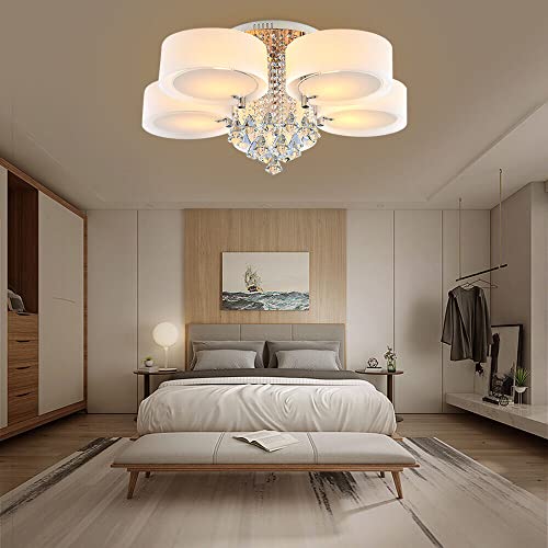 Lampada da soffitto a LED in cristallo, rotonda