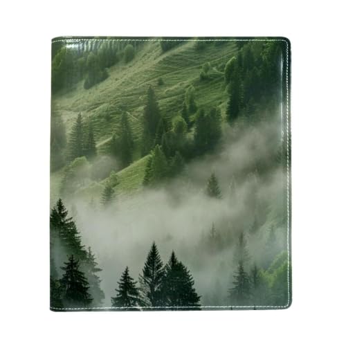 Funda de libro grande de piel sintética Cloud Pine Forest reutilizable para cuadernos de 9.8x11