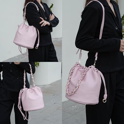Image of MKF Collection Crossbody Bucket Bag for Women, Vegan Leather Drawstring Hobo Shoulder Bags Handbag Purse by Mia K