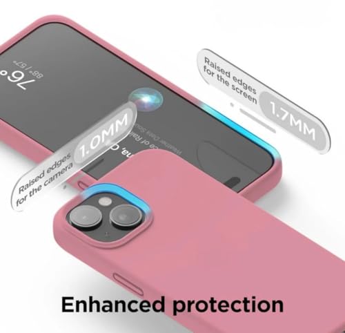 Image of Premium Liquid Silicone Case for iPhone 15 Plus - Slim Full Body Protective Back Cover with Soft Microfiber Lining, Anti-Slip Grip Scratch Resistant Phone Case (Pink)
