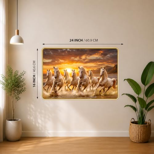 Image of 7 Running Horses Vastu Photo Frame, 16x24 Inch
