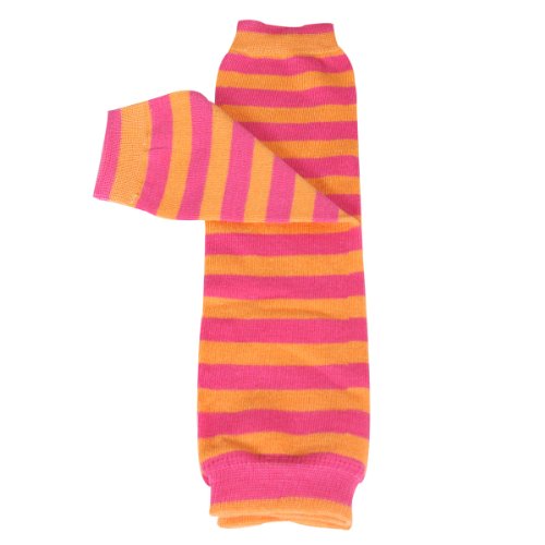 Bowbear Baby Stripes and Chevron Leg Warmers, Pink and Orange S
