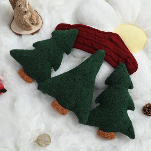 Image of Allorry Christmas Pillows,Christmas Tree Pillow Set of 2 Cute Xmas Tree Shaped Plush Pillow Stuffed Christmas Decor for Party Home Sofa Cushion Bed Decorations(12.2 Inch) WL-006B