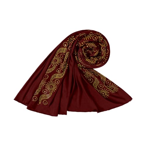 Muslim Women Shiny Rhinestone Hijab Head Wrap Long Scarf Shawl Soft Solid Islamic Ramadan Eid Prayer Jersey Turban2