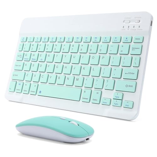 Image of XIKKART Wireless Bluetooth Keyboard & Mouse Combo, Rechargeable Portable Slim Compact Ergonomic Travel Friendly Keyboard Mouse for iPhone iPad Laptop Android Tablet PC, Work from Home & Office Use
