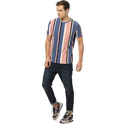 Image of CAHOOT Men's Blue and Mint Ombre Henley Neck Short Sleeve Regular Fit T Shirt for Regular Wear