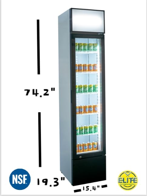 Elite Kitchen Supply Commercial Glass Door Display Refrigerator, 5.5 Cu Ft, 74.2 In Height, LED Lighting, 5 Wire Shelves, Nsf Etl Certified Gdc-8 on Fridge.com - View 2