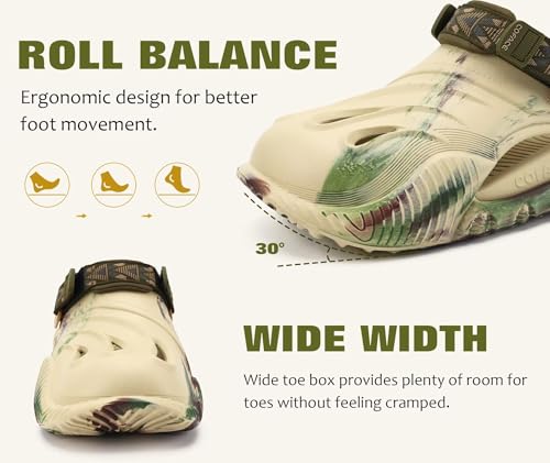 COFACE Mens Recovery Clogs Arch Support Orthopedic Sandals Beige Green 12 by COFACE - Used condition - Image 6
