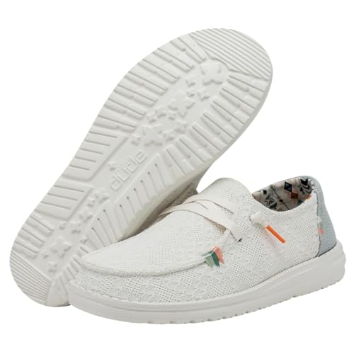 HEYDUDE HEYDUDE Women's Wendy Boho Slip On Shoe, White Crochet Size 9 | Lightweight Casual Loafer with Memory Foam Insole