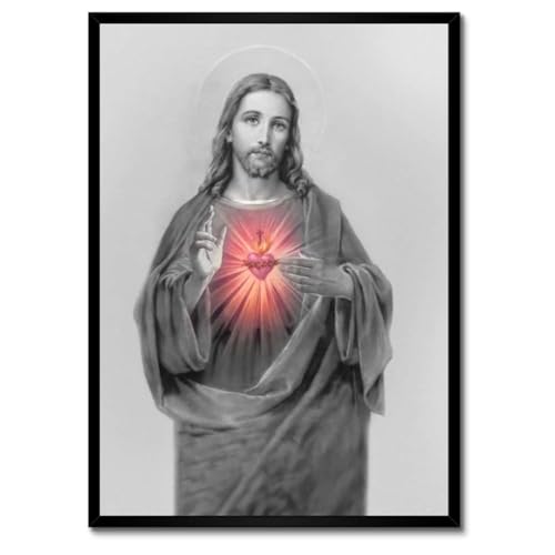 Poster Jésus Christ cadre blanc 50x70 cm pour créer un coin de prière apaisant
