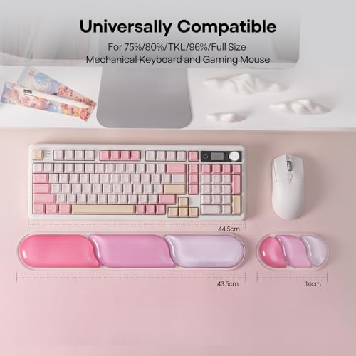 Image of EPOMAKER CloudGel Wrist Rest for Keyboard and Mouse, 2 Pieces | Silicone Wrist Support, Anti-Slip Rubber Bottom, Ergonomic Design, Suitable for Office /Computer /Laptop /Gaming (Pink)