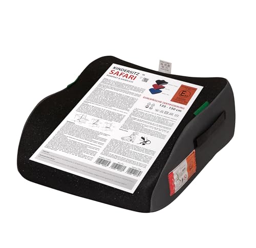 UNITED KIDS Autokindersitz Safari Gruppe II/III EU Norm ECE R129 Sitzerhöhung für Kinder von 135-150cm, Farbe:schwarz-grau