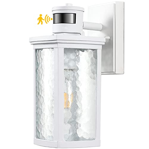 Motion Sensor Outdoor Wall Lights Fixture,White Waterproof Dusk To Dawn Led Exterior Wall Sconce，Die-Cast Aluminum Front Porch Lanterns Fixtures Wall Mount，Porch, Entryway, Garage, Front Door… #TOP7