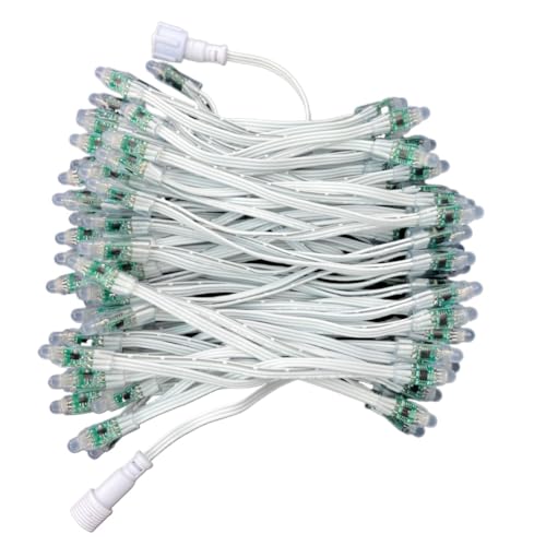 Cq0aAvAzh 6 Inches 15 Cm Spacing 100 Pcs Set Regulated Bullet DC12V 12 Mm WS2811 RGB Led Pixel Node All White 18 AWG Wire IP68 0 2 M XConnect(Emitting Color: 12V WS2811 12mm)