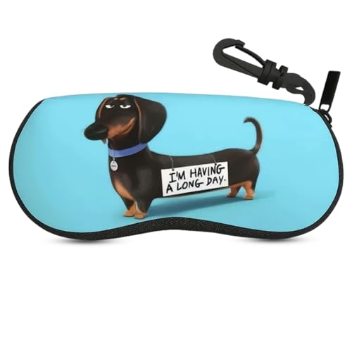 Komergave Bonito estuche para gafas de perro salchicha, funda rígida para gafas de sol y funda grande para gafas, adecuada para uso diario, viajes y exteriores, adecuado para gafas deportivas, gafas