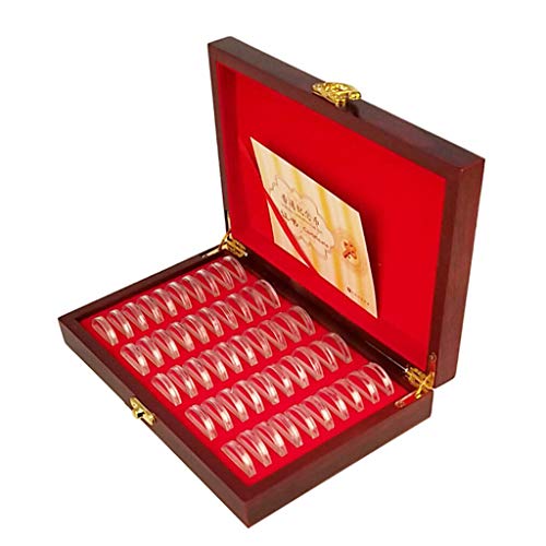 YUYAN Lot de 50 boîtes de rangement rondes pour pièces de monnaie en bois Cover