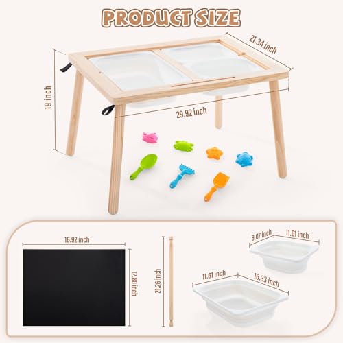 Image of Sensory Tables for Toddlers,Kids Table with 3 Storage Bins, Activity Table with 7 Sand Toys, Indoor /Outdoor Play Sand Table, Gifts for Boys and Girls