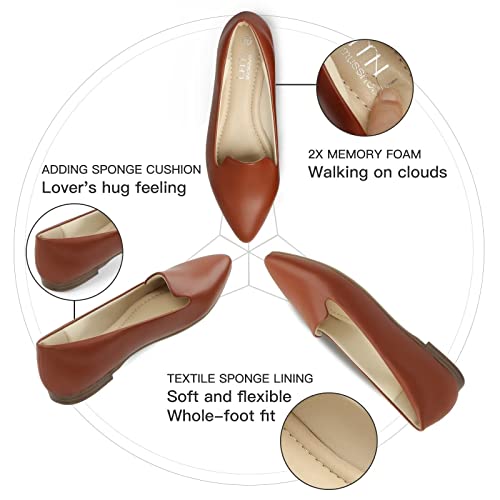 Image of MUSSHOE Black Flats for Women Pointed Toe-Comfortable Business Casual Work Shoes, Dressy Suede Slip On with Memory Foam for Office, Teacher & Standing All Day