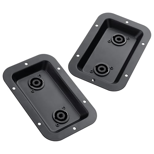 Image of PNGKNYOCN Speaker Junction Box, 2 Position NL4FC 4 Pin Speakon Socket Jack Plate for Stage Speaker,Car/Home Audio DIY(2 Pack)