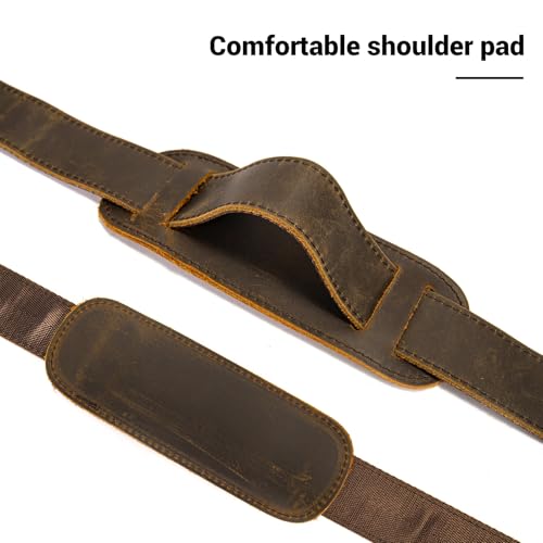 MASIWEI Genuine Leather Bag Strap Replacement Shoulder Strap Adjustable with Padded for Duffel Bag, Crossbody Bag, Laptop Bag, Briefcase, Messenger Bag,Coffee4