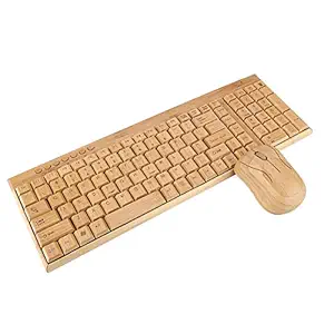 Bamboo Wooden Wireless Keyboard, Comfortable Elegant Wireless Keyboard Mouse Combo, for/iOS/