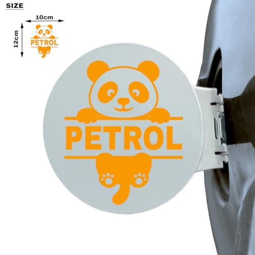 Image of Panda Petrol Sticker for Car - Waterproof Vinyl Fuel Tank Decal, Cute Cartoon Animal Petrol Cap Decoration, Durable & Easy to Apply (Yellow)