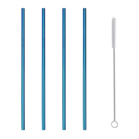 Easong 4 Pcs 304 Stainless Steel Metal Drinking Straw Reusable Straws + 1 Cleaner Brush Kit Safe Ecofriendly For Family Reunion,Girl'S Night Out,Cocktail Party,Patio Bbq,Picnics,Boating And More Cover