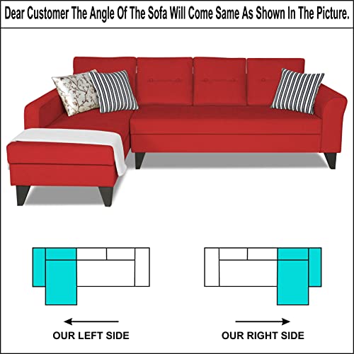 Image of Adorn India Maddox Tufted L Shape 6 Seater Sofa Set LHS (Red) (3 Year Warranty)