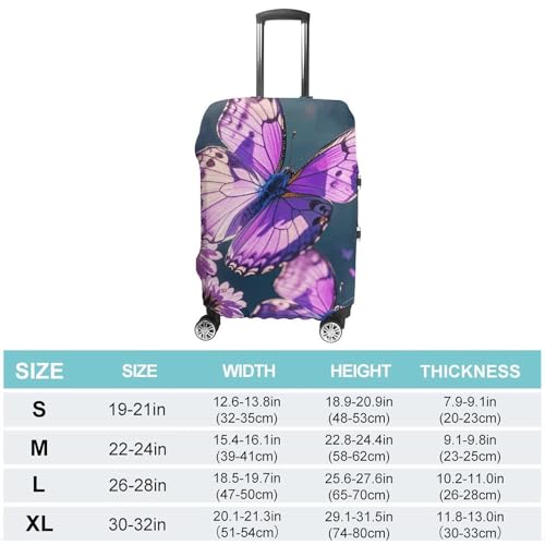 Lovely Purple Butterflys Luggage Cover, Washable Elastic Suitcase Cover Protector Fit 18-32 Inch Luggage2