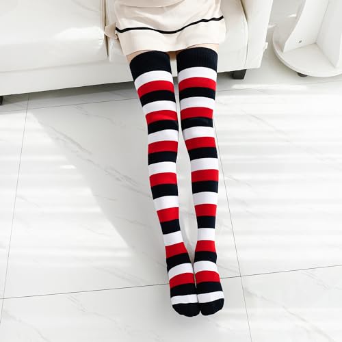Image of Kayhoma Extra Long Cotton Stripe Thigh High Socks Over the Knee High Socks