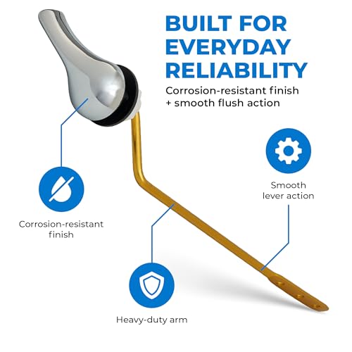 Image of Qualihome Chrome Finish Side Mount Toilet Handle Replacement Kit, Universal Toilet Tank Flush Lever Fits Most Standard Side-Mount Toilet Tanks