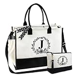BeeGreen Mom's Gift Tote Bag - Embroidered Monogram, Make-up Bag, Zipper, Shoulder Straps