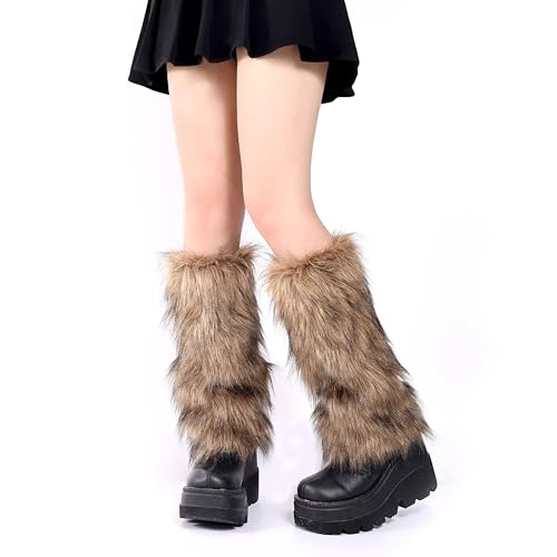 OSPNIEEK Womens Faux Fur Furry Leg Warmers3