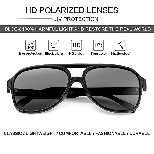 Image of Polarized Classic Vintage Aviator Sunglasses for Men Women Large Frame Retro 70s Sunglasses
