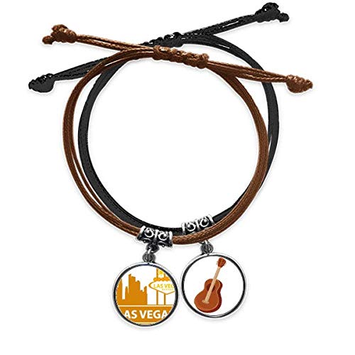 Pulsera de cuero de Las Vegas Nevada y Estados Unidos con cordón ajustable