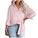 Damen Bluse mit Knopfleiste, V-Ausschnitt, langärmelig, Bluse, aufrollbare Ärmel, lässig, bequem, weich, Arbeit, einfarbig, rose, Large