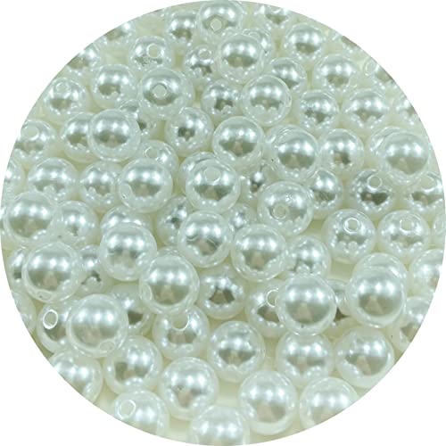 100pcs 12mm Pearl Beads White Pearl Craft Beads Round Loose Pearls with Holes for Sewing Crafts Decoration Bracelet Necklace Jewelry Making