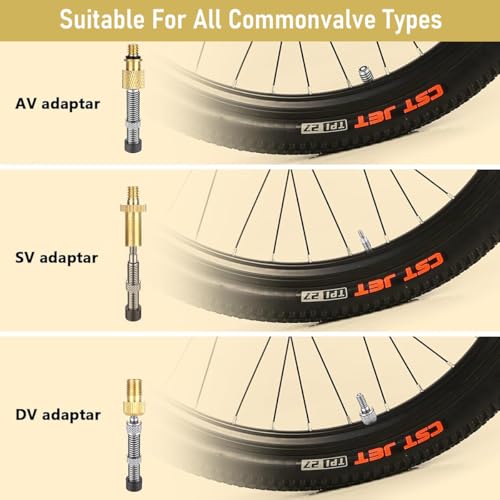 Image of STHIRA Bicycle Presta Schrader Valve Adaptor, 16PCS Brass Bike Pump Adapters, Ball Pump Needle, Balloon Inflatable Nozzle Inflator Adapter, Air Pump Accessories for Standard Pump