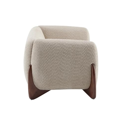 Image of Upholstered 3 Seater Sofa Three Seater Sofa with Wooden Legs for Living Room Hotels & Offices (Two Seater Boucle Beige)