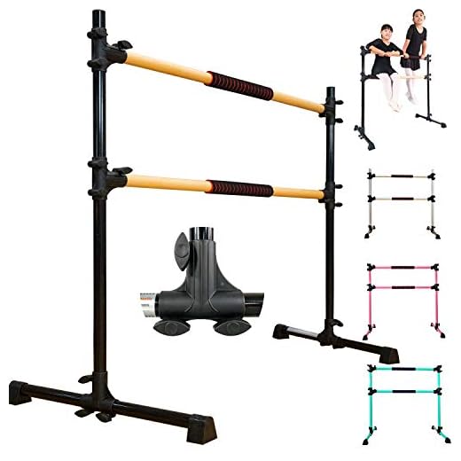 PreGymnastic Updated 4ft/5ft Adjustable & Portable Freestanding Ballet Barre with Carrying Bag for Dancing Stretch (Amazing Black)