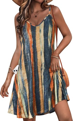 JOELLYUS Womens Spaghetti Strap Dress Summer Dresses Beach Cover Ups Casual Sundresses with Pockets