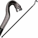Cobra Snake Head Walking Cane – Heavy Metal Silver Snake Handle with Black Stick – Detachable Walking Stick for Men & Women – Vintage Style Designer Cane for Costume, Fashion & Collectors