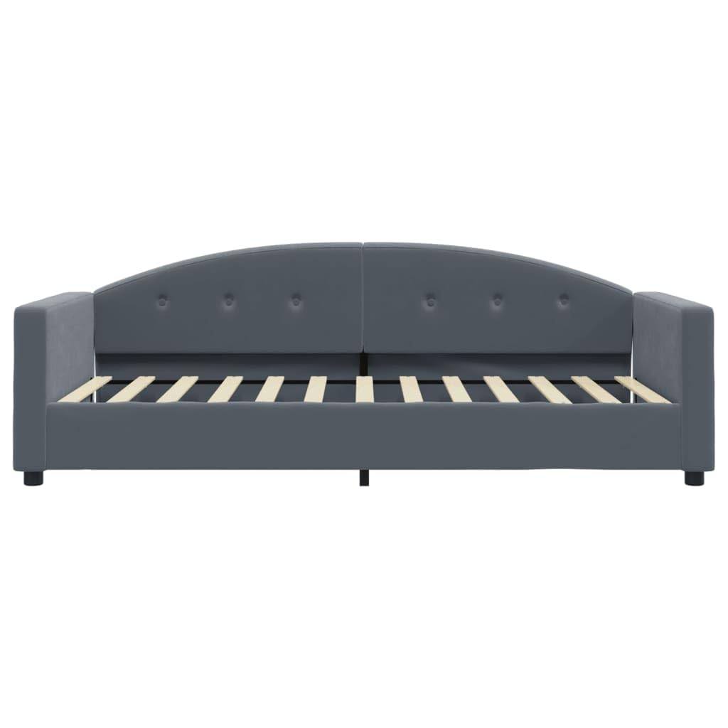 2 w 1 z materacem piankowym do spania aksamitny szary 90x200 cm | Sofa z materacem do spania ciemnoszara 90x200 aksamit rozkładana kanapa z funkcją spania dla gości