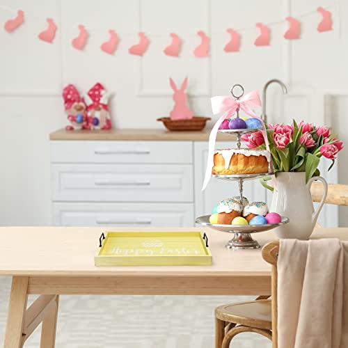 Elegant Designs HG2000-YHE Decorative Wood Serving Tray w/Handles, 15.50" x 12", Hoppy Easter