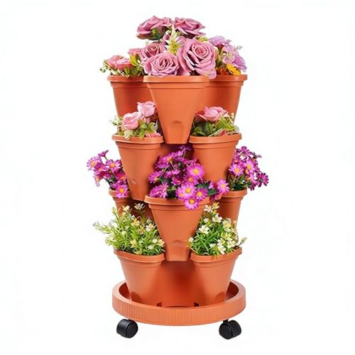 XJardinière À Fraises - Instalación Empilable À Plusieurs Niveaux, Drenaje De L'eau, Matériau Robuste, Conception Peu Encombrante | Pour Intérieur Bureau À Domicile Apartamento Balcon Cour
