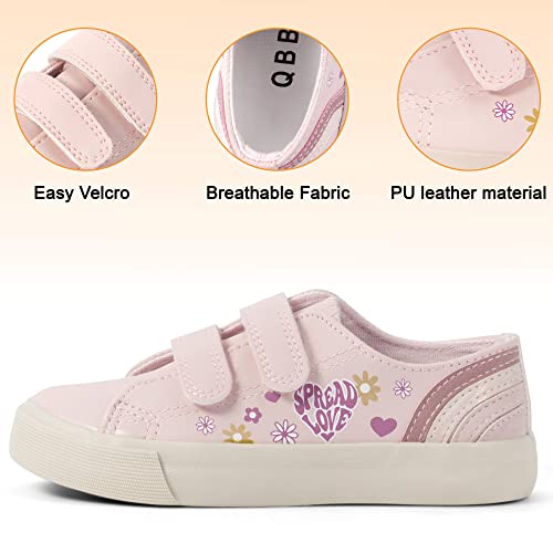 Girls Fashion Sneakers Adjustable Vegan Leather Anti-Slip Walking Shoes for Little Girl Comfortable Cute Pink Soft Kid Shoes3
