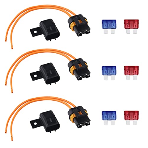 FROGBRO 3 Pack Automotive Blade Fuse Waterproof Inline Fuse Holder ATO ATC Fuse 16AWG with 3pcs 10A & 3pcs 15A Fuse Tap